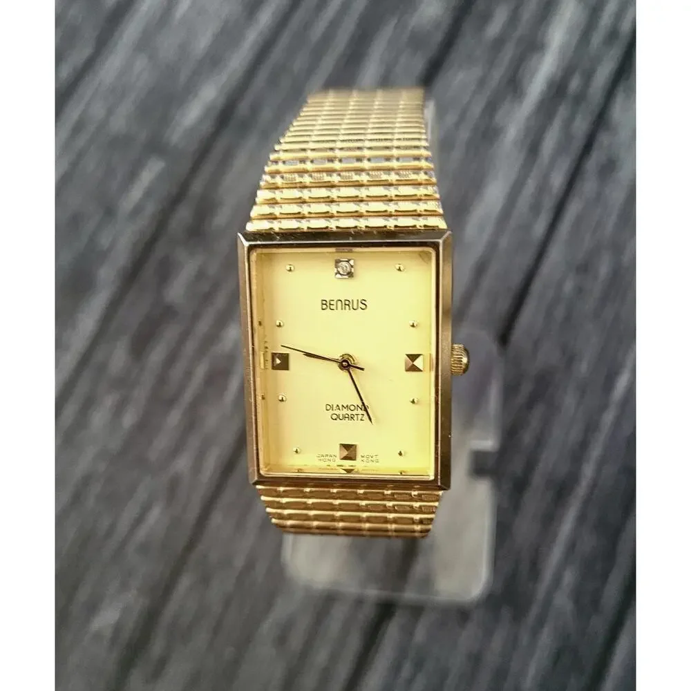 Rare Condition Benrus‎ Diamond Retro Mens Watch New Battery